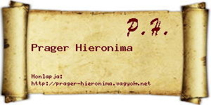 Prager Hieronima névjegykártya